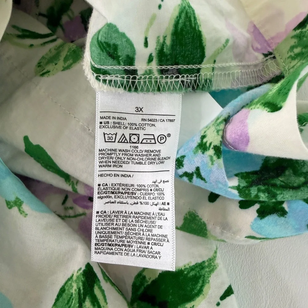 Old Navy Blouse Women 3X Multicolor Floral Puff Sleeve Smocked Square Neck